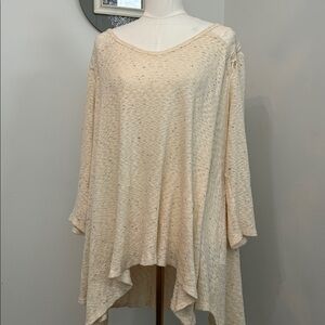 Anthropologie Everleigh Cream Sweater Tunic Lace Shoulder and Upper Back Size XL